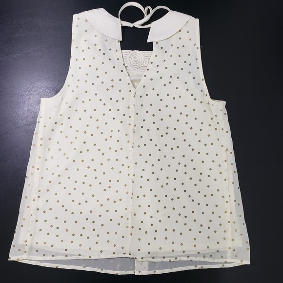 Lauren Conrad Lined Tank Top with Bow Tie Rhinestone Decor and Polka Dots. Small - Picture 6 of 8